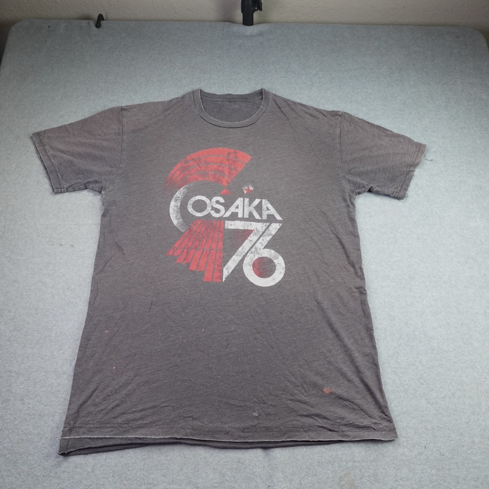 Superdry Osaka 76 T-Shirt Mens L Gray Graphic Tee Retro Japanese
